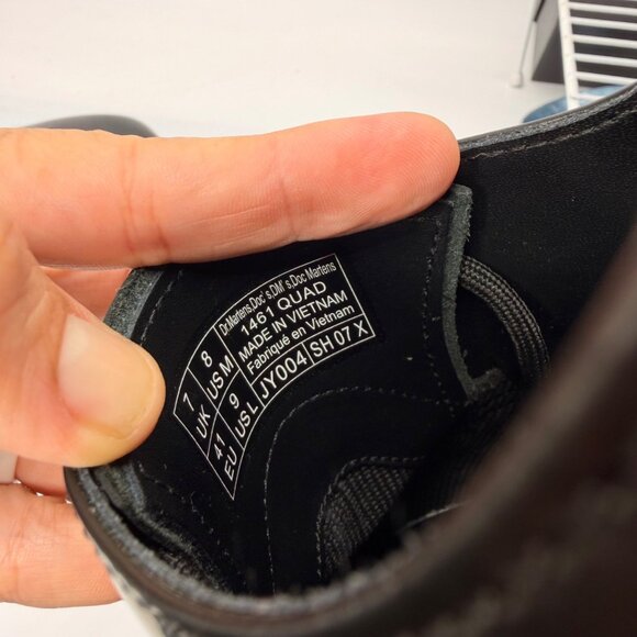 Dr. Martens Quad Black Leather Platform Derby shoes 1461 Unisex M 8 / W 9 - Picture 8 of 10